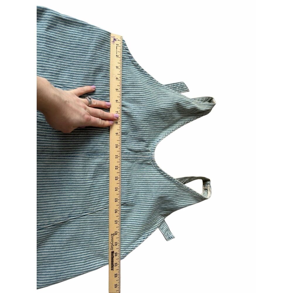 Free People We The Free Jumpsuit High Roller Light denim Stripe Blue Lagenlook B - Picture 7 of 11